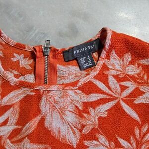 Primark Orange Floral‎ Ruffle Sleeve Blouse Top UK 8 EU 36 US 4